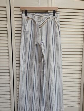 Jolt Cream and Blue Striped Elastic Waist Pants
